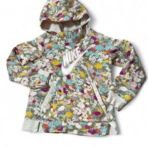 Nike Girls Floral Watercolor Hoodie – Size Small